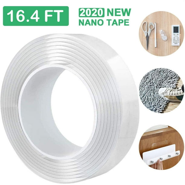 Poster Carpet Tape for Walls Home Office Multipurpose Traceless Mounting Tape Adhesive Strips 16.4FT X 1Roll Nano Double Sided Tape Heavy Duty Strong Sticky Wall Tape Transparent Gel Grip Tape 